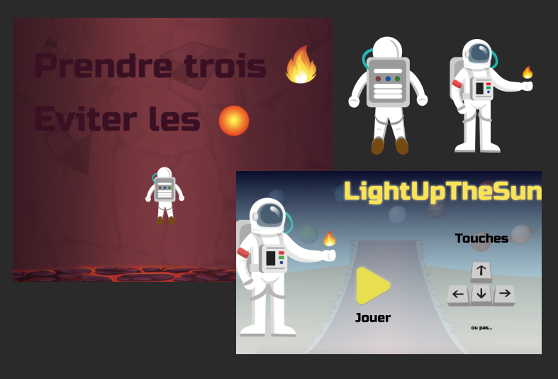 différentes pages superposées du jeu LightUpTheSun